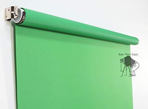 ChromaKey Green 2.5' x 5' Rollup Backdrop System – Spring-Powered Wall or Ceiling Mounted Retractable Background for Green Screen Video, Photography, Streaming & Virtual Meetings - color: Chromakey Green (Kelly)