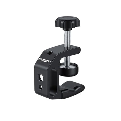 UTEBIT 0.36"-1.2" Universal Aluminum C-Desk Clamp, Black | Adjustable Support Clamp with 1/4" and 3/8" Thread for Desktop Mount Holder Flash Desks Carts Benches Worktables - size: 0.36-1.2 inch