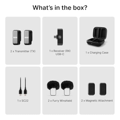 RØDE Wireless Micro - Compact Wireless Microphone, Two Mics with Charge Case for Smartphone Content Creation - USB-C, Black - color: Black