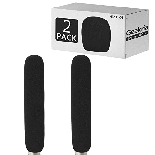 Geekria for Creators Foam Windscreen for 3/4'' Diameter Microphones, Mic Wind Cover, Sponge Foam Filter Compatible with RODE NTG-3, Sennheiser ME66 (8 Inch / 2 Pack)
