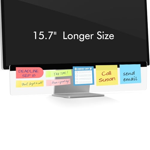DOLLAR BOSS 1 Pc 15.7" x 3.1" Transparent Acrylic Monitor Memo Board | Computer Screen Side Note Holder, Office Desk Accessories, Clear Message Board, For Sticky Notes Memos, Fits PC & Laptop - size: 15.7''x3.1''-1pc