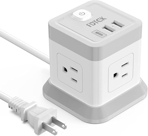 2 Prong Power Strip with USB, Flat Plug Extension Cord with 4 Outlets and 3 USB Ports, 5 FT Power Cord Desktop Charging Station, Compact Portable Ideal for Non-Grounded Outlets ETL Listed - color: 2 PIN, size: 5FT