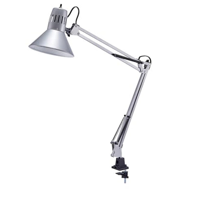 Bostitch Office VLF100-SLV Swing Arm Desk Lamp with Clamp Mount, 36" Reach with Multi-Joint Adjustment, Includes Replaceable LED Bulb (VLF), Silver - style: Clamp, Silver