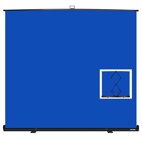 FUDESY 78.7 x 90in Large Collapsible Blue Backdrop Screen, Portable Retractable Pull Up Panel Wrinkle-Resistant Photo Background for Streaming, Video Conference, Photographic Studio - color: Blue, size: 78.7 x 90in