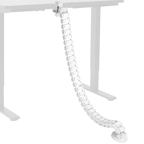 VIVO White Clamp-on Desk Vertebrae Cable Management Kit, DESK-AC01P-W | No Drill Cable Holder, Adjustable Quad Entry Flexible Cord Organizer for Home Office - color: White