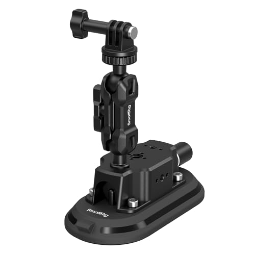 SMALLRIG 3 x 6 Car Suction Cup Mount for Action Cameras, Suction Pad with Manual Pump Lock, Dual Ball Head Magic Arm, Windshield Mount for GoPro 13/12, for DJI Action 6/5 Pro, Insta360 x5-5842