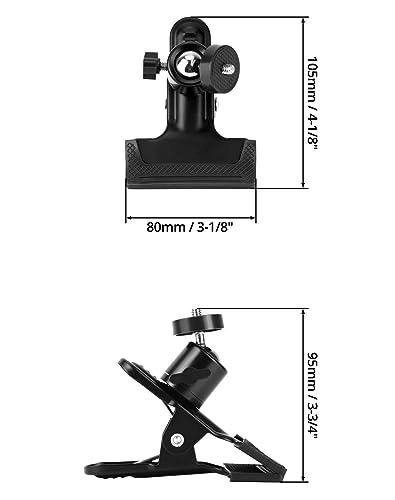 QWORK 4 Pack Multifunctional Tripod Camera Clamp Flash Holder with 360 Swivel Tripod Mini Ball Head, Black
