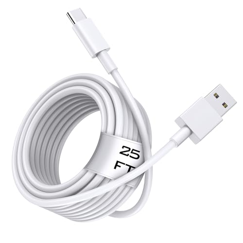 25FT USB A to USB C Fast Charging Cable [Extra Long, TPE Durable] Type A to C Charger Cord for USB-C Phone, Tablet, Galaxy, Camera, and Other USB-C Device - White - color: White, size: 25FT