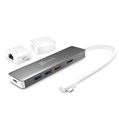 j5create 9 in 1 USB-C Hub-SuperSpeed+Gen 2 Type C Adapter w/Ethernet, microSD/SD 4.0, 4K HDMI, USB-C 3.1 Gen2 Port, PD 100W for MacBook Pro/Air, XPS, Chromebook & Other USB C Windows Laptops (JCD375)