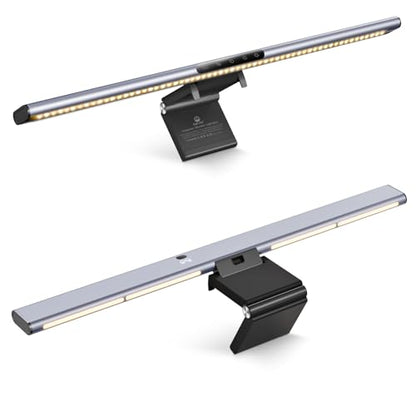 Syrinx 16.7" Computer Monitor Light Bar with Ambient Backlight, USB Reading LED Lamp, Screen Monitor Lamp, Touch + Gesture Control, Dimmable Desk Light, Eye-Caring, No Screen Glare for (Basic) - style: Minimalist