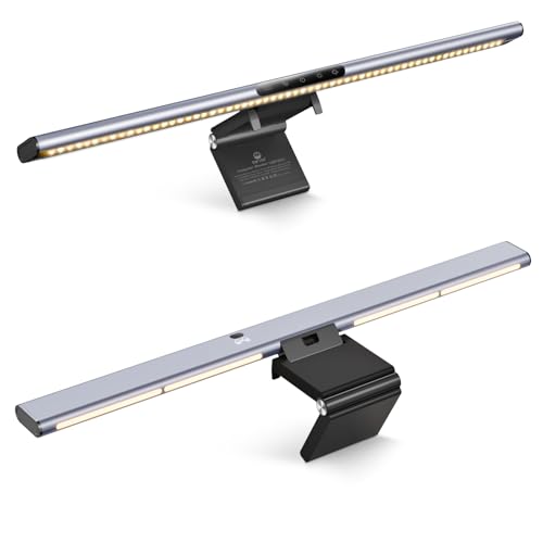 Syrinx 16.7" Computer Monitor Light Bar with Ambient Backlight, USB Reading LED Lamp, Screen Monitor Lamp, Touch + Gesture Control, Dimmable Desk Light, Eye-Caring, No Screen Glare for (Basic) - style: Minimalist