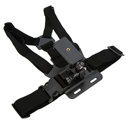 Qiilu Chest Harness Phone, Mobile Phone Chest Mount Adjustable Cellphone Selfie Chest Mount Harness Strap Holder with Cell Phone Clip Holder Compatible with Most Smartphones