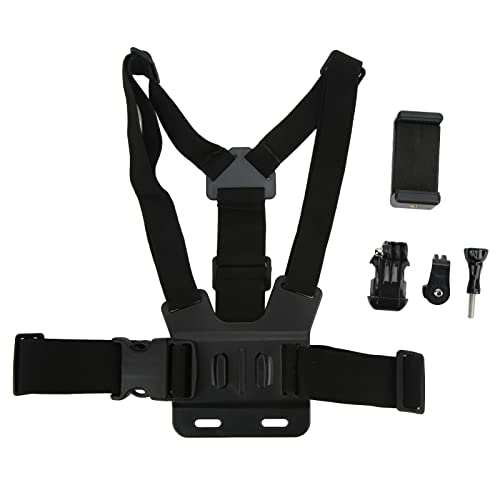 Qiilu Chest Harness Phone, Mobile Phone Chest Mount Adjustable Cellphone Selfie Chest Mount Harness Strap Holder with Cell Phone Clip Holder Compatible with Most Smartphones