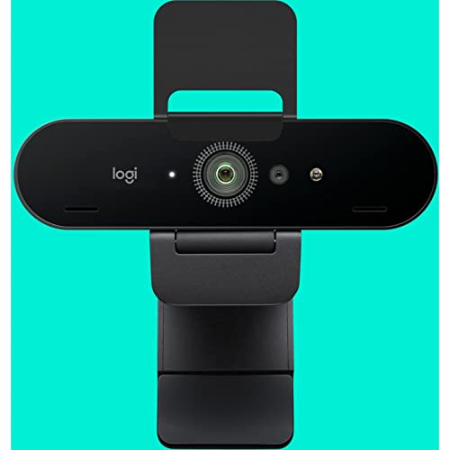 Logitech Brio 4K Webcam, Ultra 4K HD Video Calling, Noise-Canceling mic, HD Auto Light Correction, Wide Field of View, Works with Microsoft Teams, Zoom, Google Voice, PC/Mac/Laptop/MacBook/Tablet