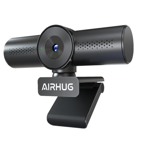 AIRHUG 2K 60fps Webcam, Streaming Camera with Sony 8MP Sensor, Dual Omnidirectional Mics, PDAF Autofocus, 60° Focused View for Online Meetings, Built in Privacy Cover, Plug and Play for Windows/Mac