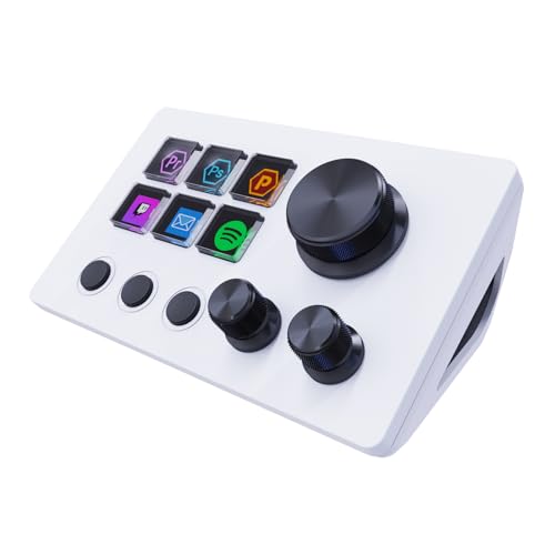 ActionRing Streaming Macro Keypad, Stream Controller Deck, Gaming Shortcut Keyboard, with 6 Customizable LCD Shortcut Keys, 3 Buttons and 3 Dials, Trigger Actions in OBS/Twitch/YouTube, For office workers and Content creaters,Windows 10/Mac14.0 (N3 White)