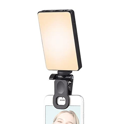 Andoer Pocket Clip-on LED Video Light Computer Tablet Mobile Phone Video Conference Light 2500K-9000K Dimmable Built-in Battery for Online Meeting Live Streaming Selfie, Black - color: Black