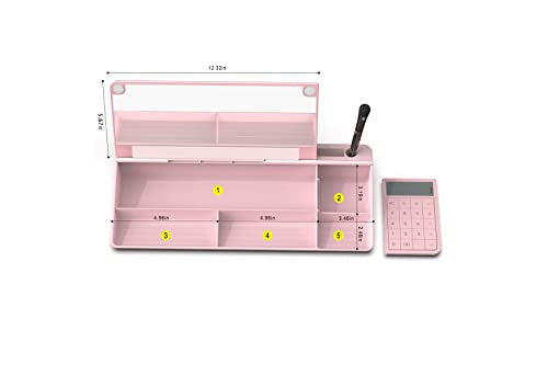 TOWON Desk Dry Erase Board with Detachable Calculator, Small Glass Desktop Whiteboard, Desktop whiteboard - Glass Dry Erase White Board- Desk Computer Buddy for Home Office Supply, Pink, 17 x 6 in - color: Cal Pink