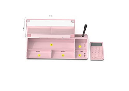 TOWON Desk Dry Erase Board with Detachable Calculator, Small Glass Desktop Whiteboard, Desktop whiteboard - Glass Dry Erase White Board- Desk Computer Buddy for Home Office Supply, Pink, 17 x 6 in - color: Cal Pink