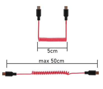 Mic Adapter for Rode Wireless GO 2 ME Pro Micro USB C to USB C Microphone Cable, for Hollyland Lark M1 / M2 / MAX / 150 / M1 / MAX Duo DAC Coiled Cable for PC Computer Android iPhone 15 16 - color: RED C to C