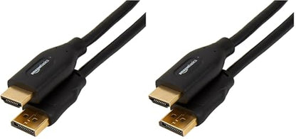 Amazon Basics DisplayPort to HDMI Cable, Video and Audio, Uni-Directional, 1920x1200, 1080p, Gold-Plated Plugs, 25 Foot, Black (Pack of 2) - size: 25 Feet (Pack of 2), style: 1-Pack