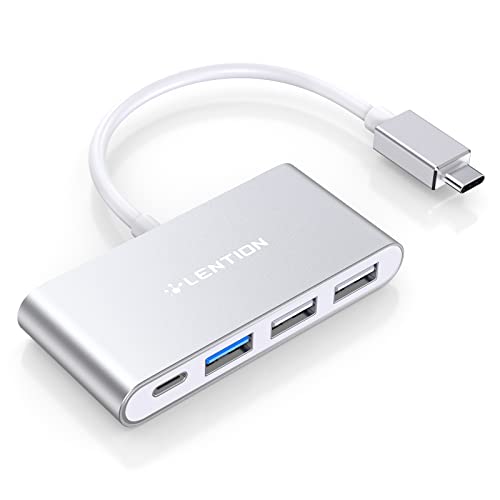 LENTION 4-in-1 USB-C Hub, USB3.0, USB2.0, 100W Charging, Multiport Adapter | Ideal for Work & Study, Stable Driver 3.0 Certified, Compatible with macOS, iOS/iPadOS, Windows & ChromeOS (C13, Silver) - color: Silver