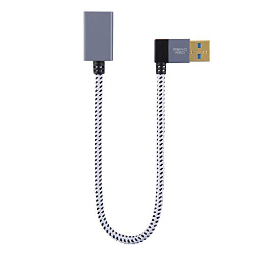 CableCreation USB 3.0 Extension Cable 1FT, [2-Pack] Left Angle USB 3.0 Male to Female Extender Cord, 90 Degree USB 3.0 for VR, PlayStation, Xbox, Keyboard, Space Gray, 0.3M - size: 1FT-2Pack, style: Left Angle