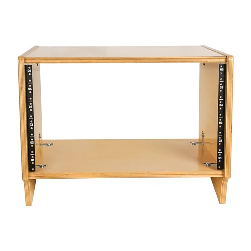 Sound Town DIY 6U Angled Desktop Turret Studio Rack with Solid Baltic Birch Plywood, Golden Oak, Assembly Required (SDRK-Y6SL) - size: 6U, Golden Oak