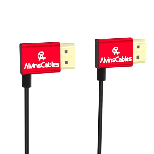 Alvin's Cables HDMI Cable 8K 2.1 48Gbps High Speed Φ2.4mm Ultra-Thin Right Angle HDMI A to A 8K@60Hz 4K@120Hz for Canon C70, for Sony A7 A9, Blackmagic Camera, Atomos, SmallHD Monitor,30cm| 11.8in - color: Right to Right, size: 11.8in