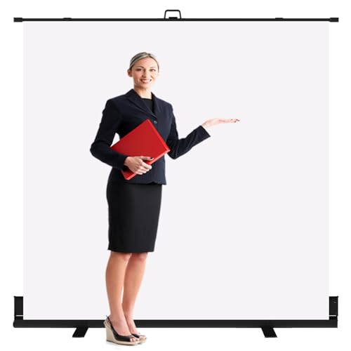 LIHONG Large White Screen Collapsible Chroma Key Backdrop,Portable Retractable Photo Background with Stand for Video, Live Game,Streaming,Wrinkle Resistant Fabric,Pull-up&Down Style (78.7x78.7 in) - color: White, size: Wider(78.7x78.7 in)
