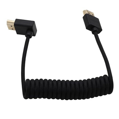 HDMI 8K 4K High Speed Cable for ATOMOS Ninja V Shinobi, Sony A9III A7RV FX30 FX6, Canon C80 C70 R5 Mark II, Panasonic GH6 S5II S1R G9 GH5II, Braided Coiled - color: Black, size: Down Angled to Straight
