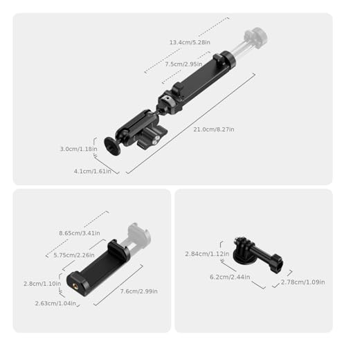 SMALLRIG Baseball Fence Mount for Game Changer, Phone & Action Camera Mount Kit with Phone Holder, Clamp, Magic Arm, Adapter Base, Sun Shade, Rope, Bag, for DJI, for GoPro, for Insta360-5726