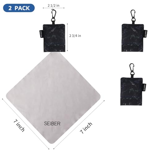 SEIBER Microfiber Eyeglass Cleaning Cloth,with Neoprene Pouch,2P,Camo Dark | 7x7 inch Cloth For Glasses, Laptops, Cameras, Screen, Self-Closing Bottom - color: Camo Dark-(2pack)