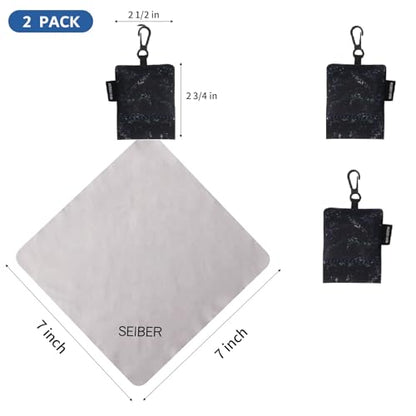 SEIBER Microfiber Eyeglass Cleaning Cloth,with Neoprene Pouch,2P,Camo Dark | 7x7 inch Cloth For Glasses, Laptops, Cameras, Screen, Self-Closing Bottom - color: Camo Dark-(2pack)