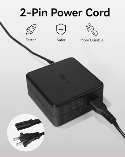 LKTOP AC Power Cord US Plug 2 Prong AC Cable (NA) for DJI Mini/Air/Mavic Series Drone Battery Charger Charging Hub, DJI Phantom/Spark/FPV Accessory Replacement, 3.3 FT (Drone-Specific) - style: AC Cable