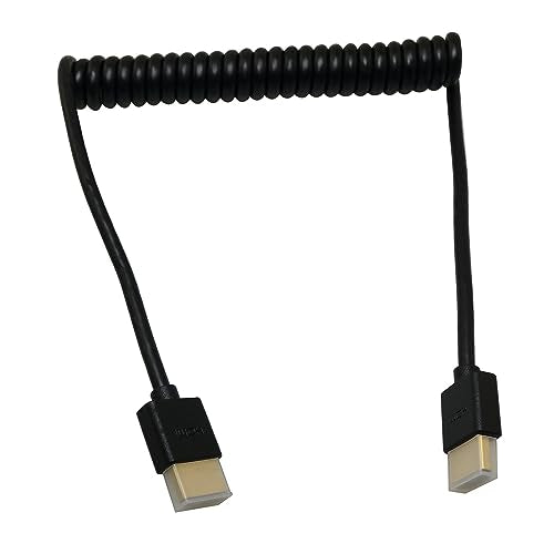 HDMI to HDMI Coiled Cable HDMI to HDMI Adapter Coiled Cable, 4.5mm/0.17inch OD 1.5m Length 4K Coiled Cable, HDMI Extender Cable, Coiled HDMI Extension Cable Cord