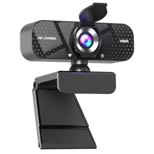 TRAUSI 1080P Webcam with Auto Light Correction, Privacy Cover and Wide Angle for Desktop, Compatible with Skype Beiyong