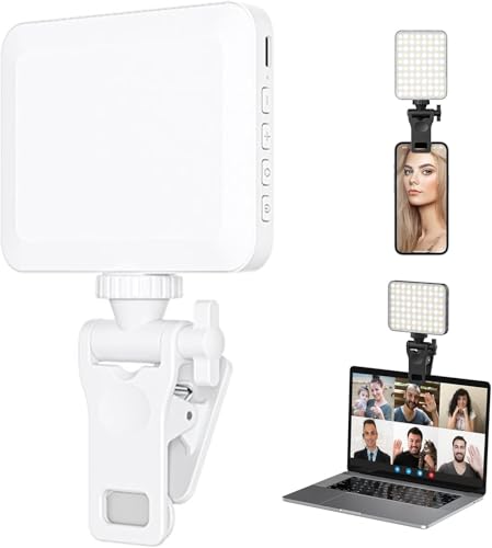 XINBAOHONG Rechargeable Selfie Light, Clip Fill Light for Phone Laptop Tablet Portable Light for Video Conference Live Streaming Zoom Call Makeup Picture (White) - color: White