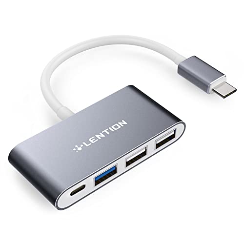 LENTION 4-in-1 USB-C Hub, USB3.0, USB2.0, 100W Charging, Multiport Adapter | Ideal for Work & Study, Stable Driver 3.0 Certified, Compatible with macOS, iOS/iPadOS, Windows & ChromeOS (C13, Space Gray) - color: Gray