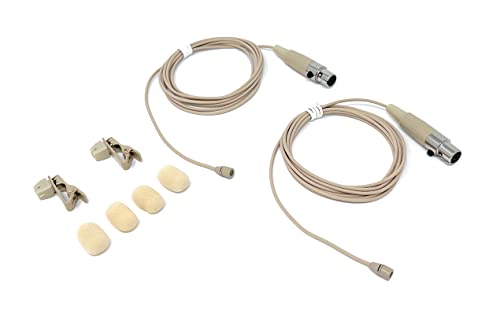 Pair of Lavalier Lapel Mics w/ 4 pin Mini XLR TA4F for Shure Wireless | 4 Pin Mini XLR TA4F Connector