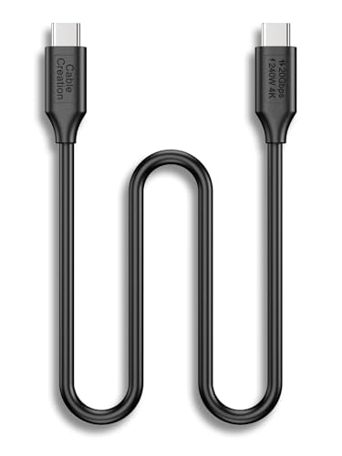 CableCreation 20G USB 3.2Gen 2x2 for Thunderbolt 5 PVC-Cable 1FT, 240W PD 3.1 Charging, 120Gbps Bandwidth for Dual 8K, USB C Data Cable for SSD, MacBook M4 Pro, iPhone17/16,Dock,Auto - color: 20G, size: 1FT-Straight
