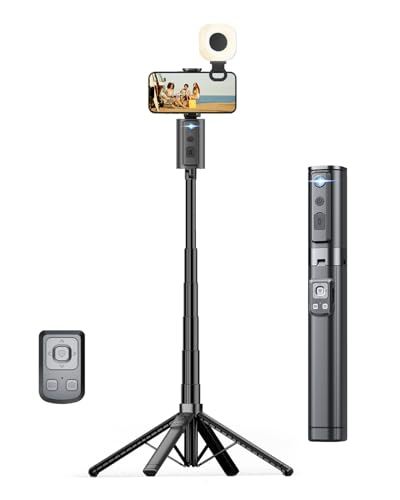 Auto Face Tracking Tripod 360 Rotation with Light, Phone Tripod Stand with Remote Follow Your Movement, for Android Phone Selfie Stick for Content Creators Vlog