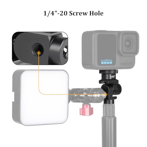 HSU Vertical Mount Adapter, Aluminum 1/4”-20 Screw Hole 180° Rotation Camera Tripod Mount for Insta360 X5/X4/X3/X2/X/RS/R/GoPro/DJI Osmo Action 5 Pro/4/3 Camera and Other Action Cameras (Black)
