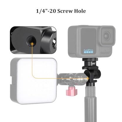 HSU Vertical Mount Adapter, Aluminum 1/4”-20 Screw Hole 180° Rotation Camera Tripod Mount for Insta360 X5/X4/X3/X2/X/RS/R/GoPro/DJI Osmo Action 5 Pro/4/3 Camera and Other Action Cameras (Black)