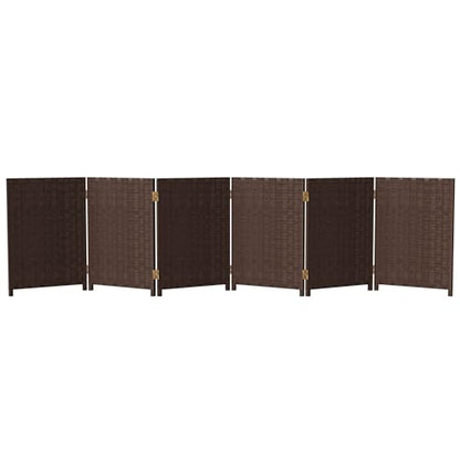 Red Lantern 2 ft. Short Woven Fiber Folding Screen - 6 Panel - Dark Mocha - color: Mocha, size: 6 Panel