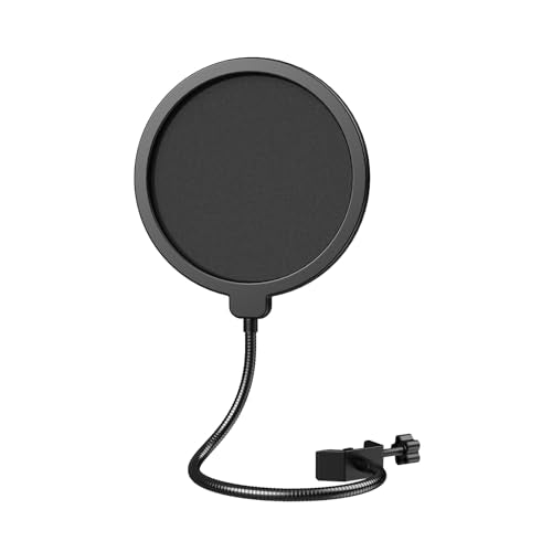 Professional Microphone Pop Filter Shield Dual Layered Pop Filter for Mic with Flexible 360° Gooseneck & Clamp, Professional Windscreen for Blue Yeti, Podcasting, Streaming, Recording, Studio Mic - size: big Pop Filter