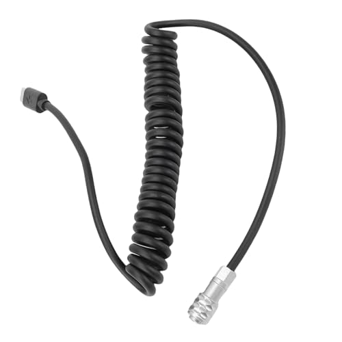 Yunseity Power Cable for BMPCC 4K 6K Cinema Cameras, USB C PD Fast Charging Coiled Cord with LED Power Indicator, S Dual Pin Aviation Connector, Extendable 13cm to 150cm