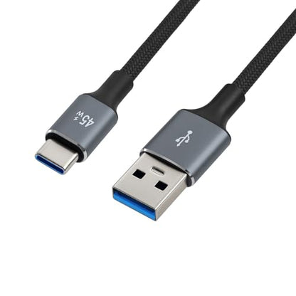 USB C to USB A Charging Cable, Fast Charge, for Canon EOS Rebel T7i, Sony A5100 DCR-SR200, Nikon D3400 D90 D7000 - color: Black Braided, style: USB-A to USB-C