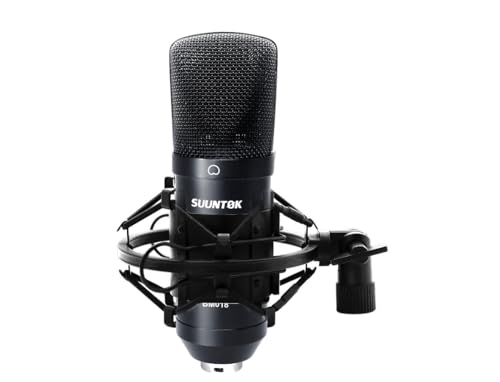 SUUNTOK XLR Condenser Microphone Recording Microphone for PC Computer Home Studio Cardioid Podcast Mic Kit for Streaming, ASMR, YouTube, Voice-Over, Gaming, Vocal (Black) - color: Black
