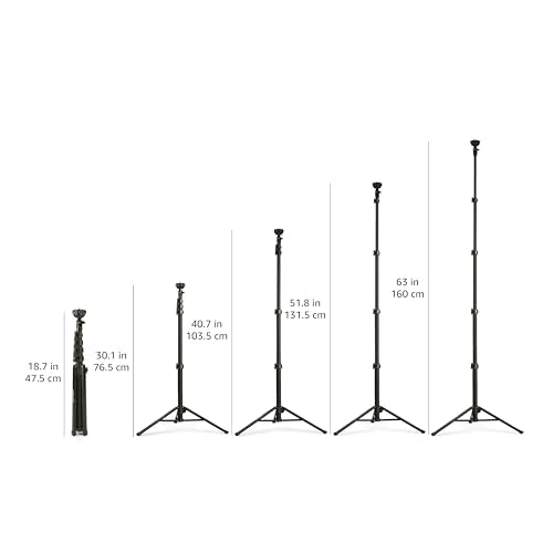 Amazon Basics 64-inch Extendable Tripod for iPhones and Smartphones, Selfie Stick Mode and Phone Tripod Mode, Black - size: 64-inch